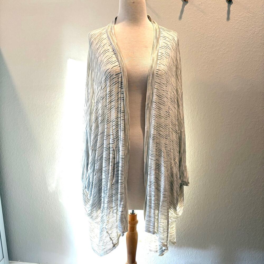 ANTHROPOLOGY PURE+GOOD Bat Wings Cardigan Oversized Nude/Green/Cream SzL Pockets